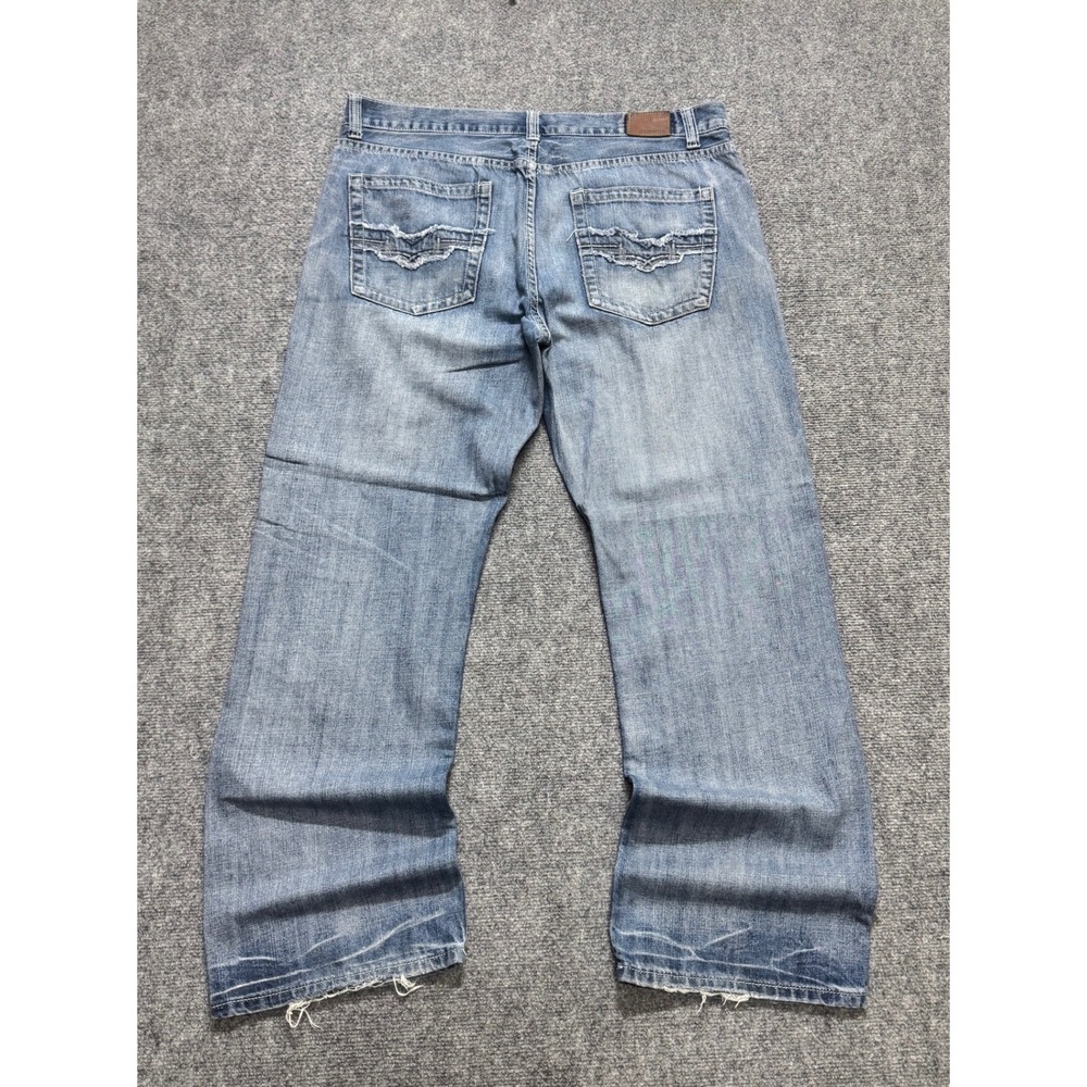 Flypaper Jeans Men's 36x32 Boot Cut Light Wash Distressed Cotton Wide Leg